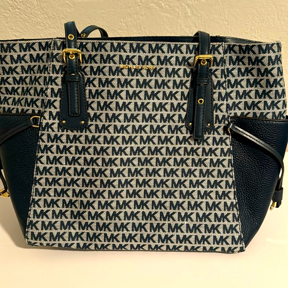 Michael Kors navy tote with original dust cover